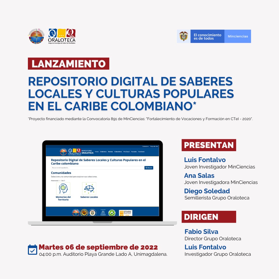 LANZAMIENTO: REPOSITORIO DIGITAL DE SABERES LOCALES Y CULTURAS POPULARES DEL CARIBE COLOMBIANO